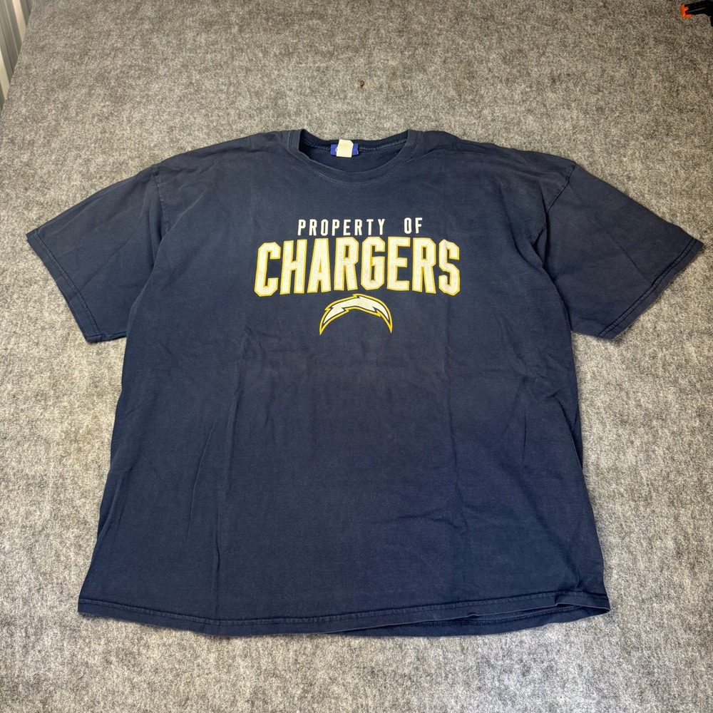 Y2K Reebok Chargers T Shirt Property Of Chargers NFL Navy Mens XXL